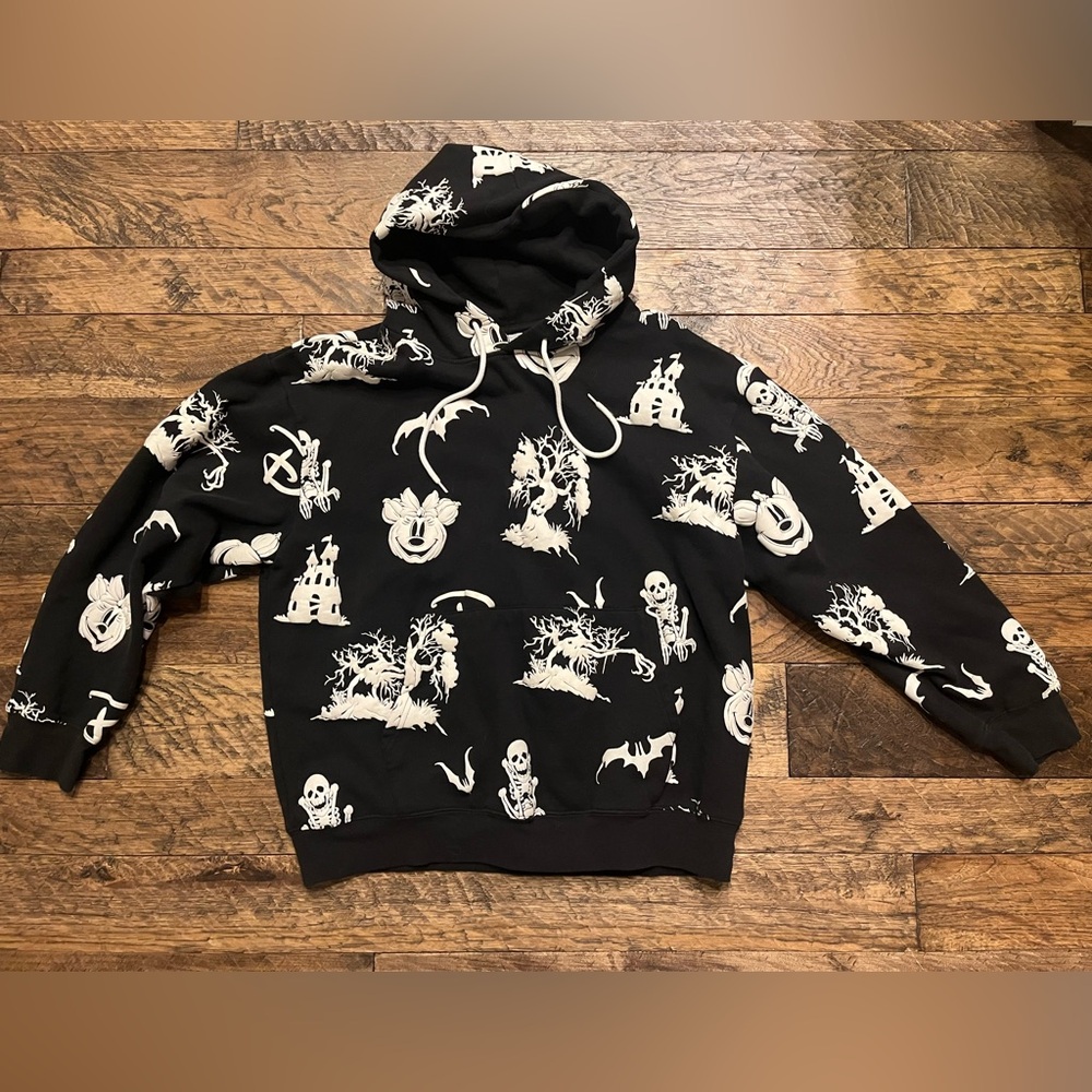 Disney Parks MICKEY & MINNIE Halloween Glow-in-the-Dark Hoodie LG